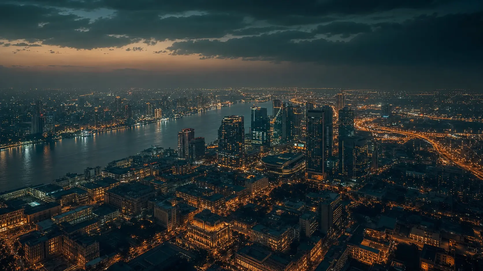 Horizonte de El Cairo de noche